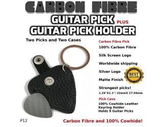 Carbon Fibre Guitar Pick Case leather Cowhide P12
